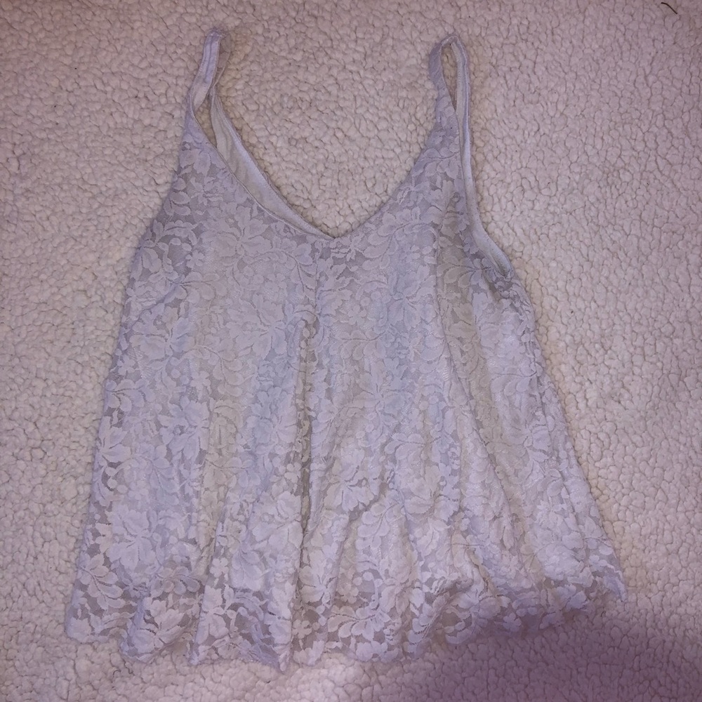 American Eagle White Lace Tank Top